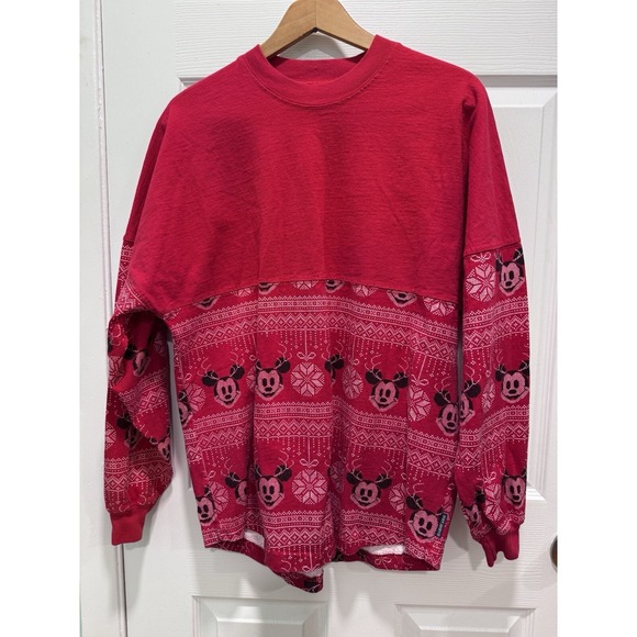 Disney Spirit Jersey Shirt Mens Small Red Merry Christmas Mickey Ornament - Picture 4 of 5
